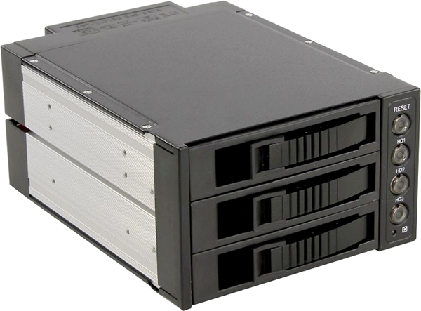 

Корзина Procase A3-203-SATA3-BK 3*SATA3/SAS 6Gb (черный) hotswap aluminium mobie rack module (2x5,25) 1xFAN 80x15mm, A3-203-SATA3-BK