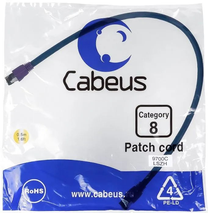 фото Cabeus PC-SSTP-RJ45-Cat.8-0.5m-LSZH