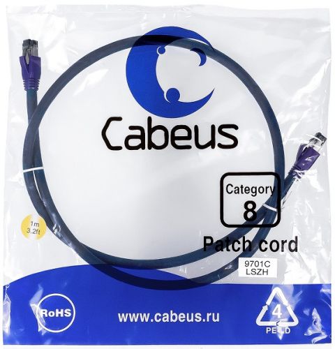 

Кабель патч-корд SSTP 8 кат. 1м Cabeus PC-SSTP-RJ45-Cat.8-1m-LSZH, PC-SSTP-RJ45-Cat.8-1m-LSZH