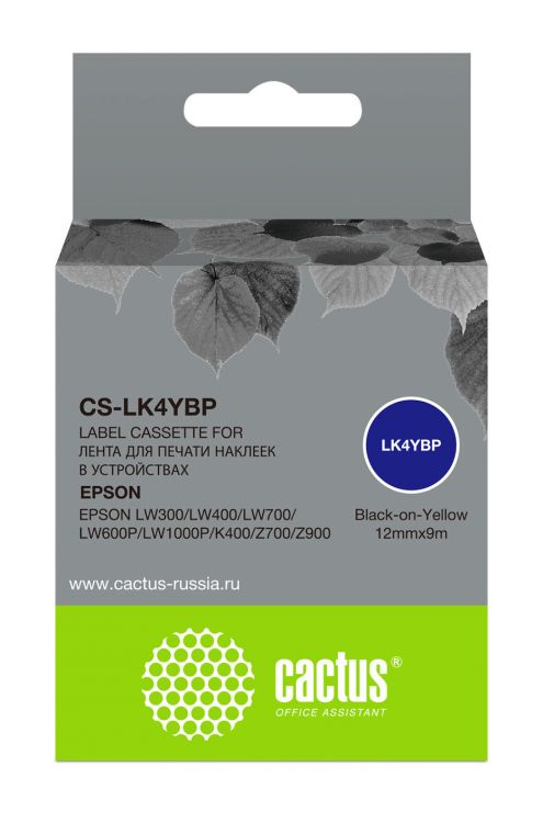 

Картридж ленточный Cactus CS-LK4YBP черный для Epson LW300/LW400/LW700/LW600P/LW1000P, CS-LK4YBP