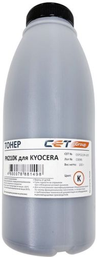 Тонер CET OSP0210K-200 PK210 черный бутылка 200гр. для принтера Kyocera Ecosys P6230cdn/6235cdn/7040