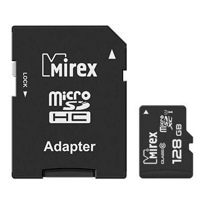 цена Карта памяти 128GB Mirex 13613-AD10S128 microSDXC Class 10 UHS-I (SD адаптер)