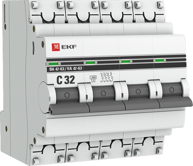 

Автоматический выключатель EKF mcb4763-4-32C-pro модульный 4п C 32А 4.5кА ВА 47-63 PROxima, mcb4763-4-32C-pro