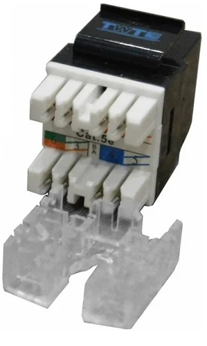 

Модуль TWT TWT-OK45UTP180/5E-BK Keystone RJ45, Cat.5E, UTP, 180 градусов, черный, TWT-OK45UTP180/5E-BK