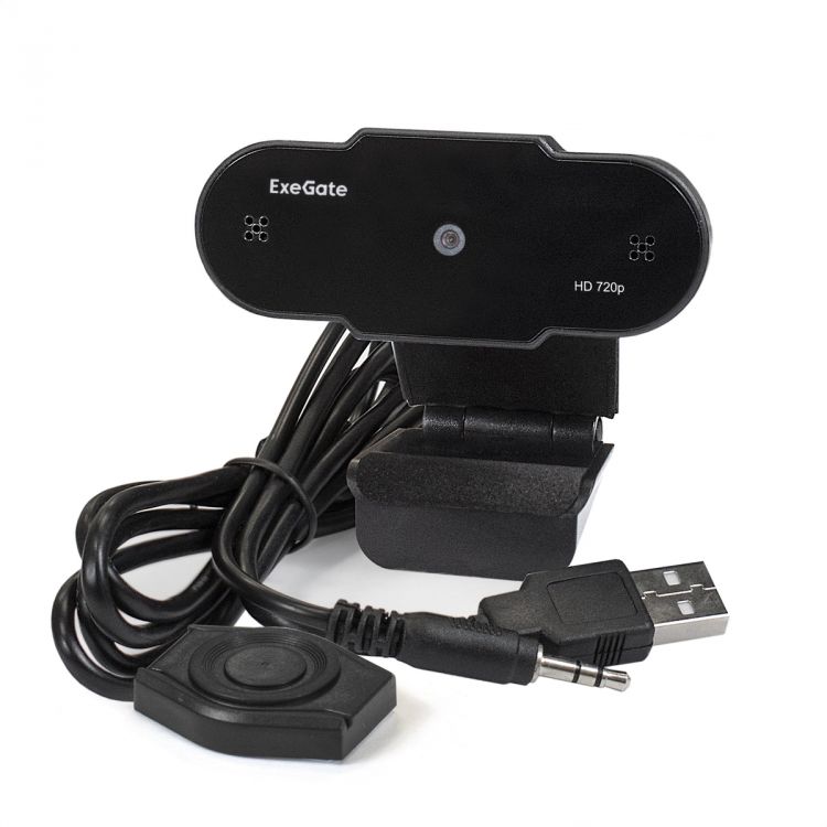 Веб-камера Exegate BlackView C525 HD EX287385RUS 1/3, 1.3 Мп, 1280х720, 720P, 30fps, 4-линзовый объектив, шторка, USB, микрофон с шумоподавлением, ка