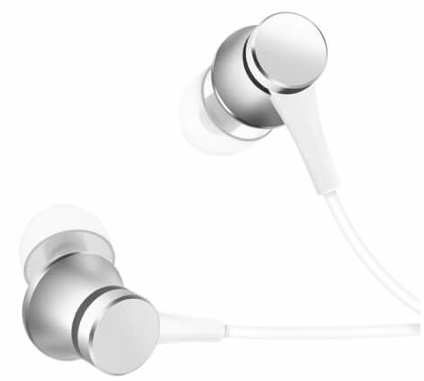 Наушники Xiaomi Mi In-Ear Basic ZBW4355TY серебристые, проводные, 1.25м, в ушной раковине проводные наушники xiaomi mi in ear headphones basic белые zbw4355ty