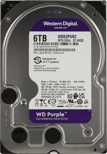 Жесткий диск 6TB SATA 6Gb/s Western Digital WD63PURZ WD Purple, 3.5