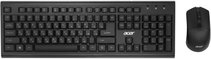 

Клавиатура и мышь Wireless Acer OKR120 ZL.KBDEE.007 USB, клавиатура: черная, 104 клавиши; мышь: черная, 1600 dpi, 4 кнопки, OKR120