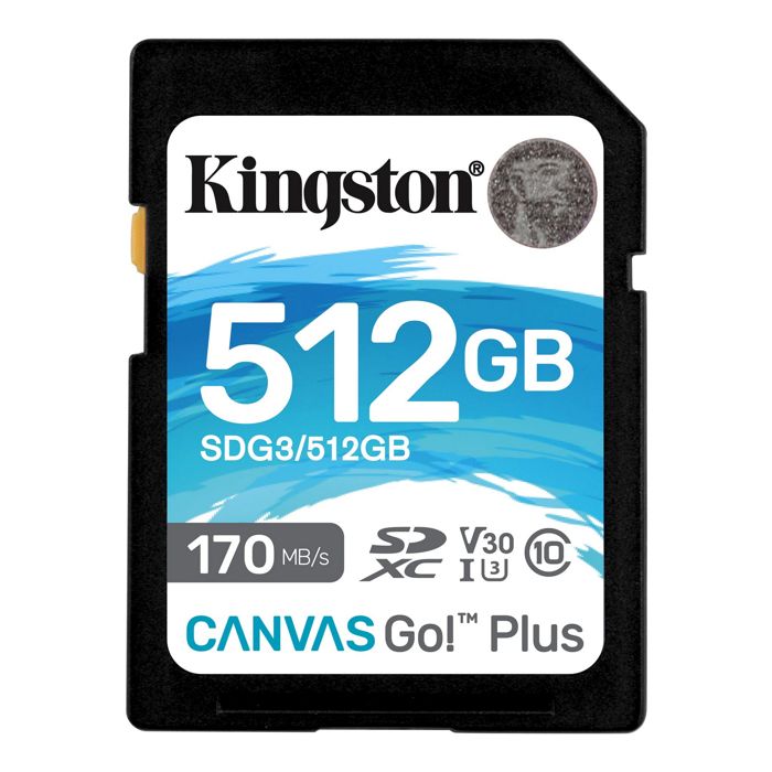 

Карта памяти SDXC 512GB Kingston SDG3/512GB UHS-I Class U3 V30, чтение: 170Мб/с, запись: 90Мб/с, SDG3/512GB