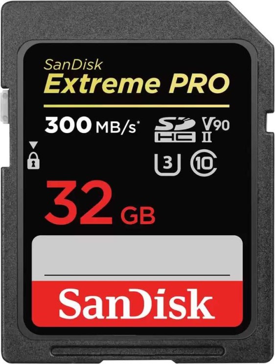 Карта памяти 32GB SanDisk SDSDXDK-032G-GN4IN SDHC Class 10 Extreme Pro UHS-II, U3, V90 (300 Mb/s) - фото 1