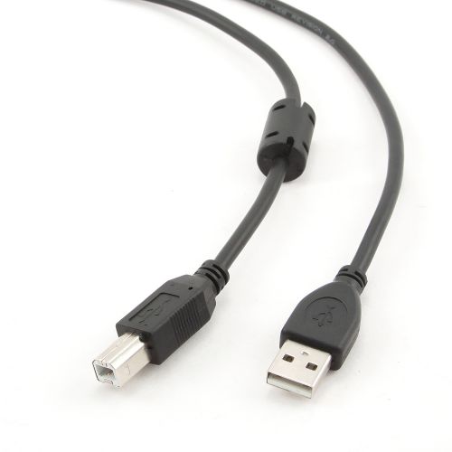 Кабель интерфейсный USB 2.0 Filum FL-CPro-U2-AM-BM-F1-1.8M 1.8 м., ферритовое кольцо, черный, разъем