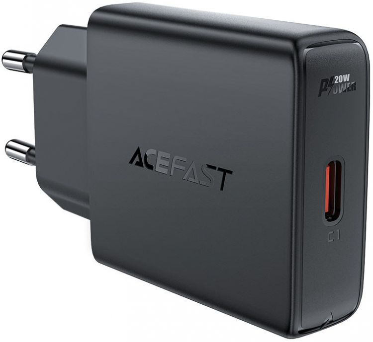 

Зарядное устройство сетевое ACEFAST A65 PD20W GaN single USB-C ultra-thin charger (EU). Цвет: черный, A65