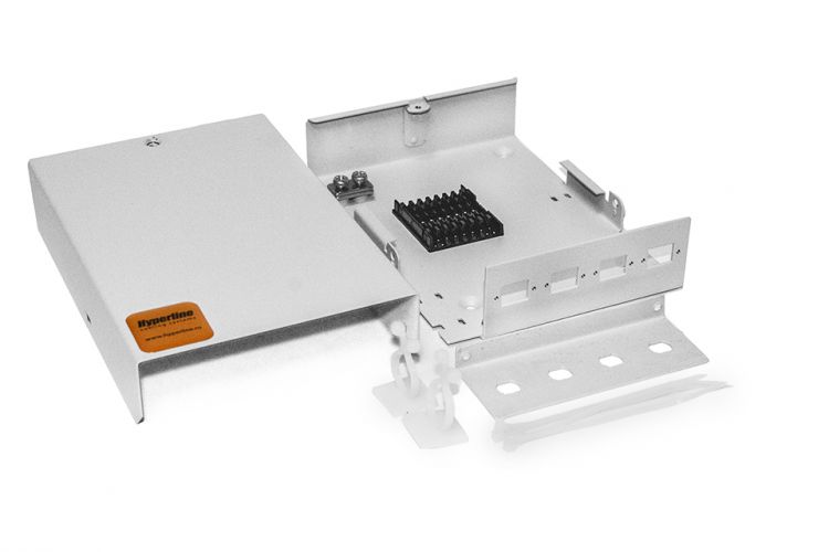 

Бокс настенный Hyperline FO-WBY-4UN-MK оптический, универсальный, на 4 порта (SC/duplex LC/ST/FC), с держателем для 8 КДЗС, FO-WBY-4UN-MK