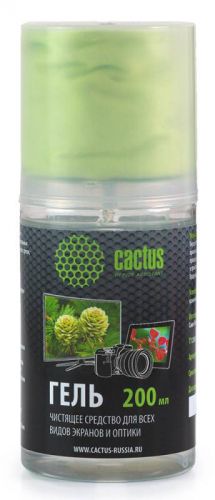 Набор для чистки Cactus CS-S3004 гель 200 мл + салфетка из микрофибры для экранов 200x230 мм