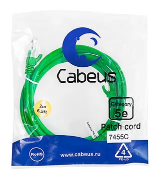 Cabeus PC-UTP-RJ45-Cat.5e-2m-GN