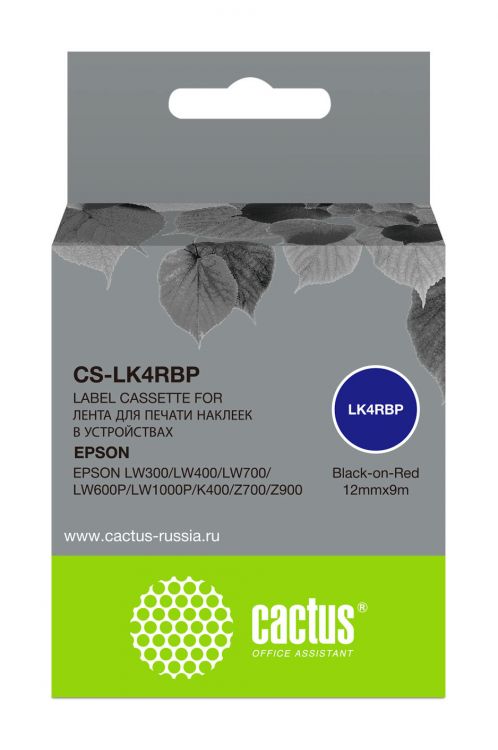 

Картридж ленточный Cactus CS-LK4RBP черный для Epson LW300/LW400/LW700/LW600P/LW1000P, CS-LK4RBP