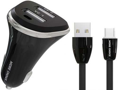 Зарядное устройство автомобильное More Choice AC22m 2*USB 2.4A для micro USB Black, цвет черный
