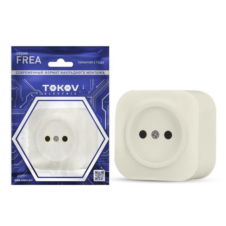 

Розетка TOKOV ELECTRIC TKE-FR-R1-C02 1-м ОП Frea 16А IP20 250В без заземл. АБС-пластик беж, TKE-FR-R1-C02