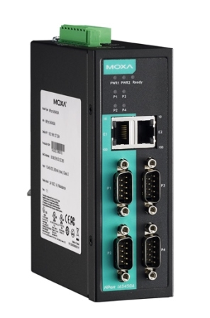 Сервер MOXA NPort IA5450A-T 4-port RS-232/422/485 advanced, DB9, dual 10/100BaseT(X) преобразователь moxa mgate mb3480 4 port rs 232 422 485 modbus tcp to serial gateway