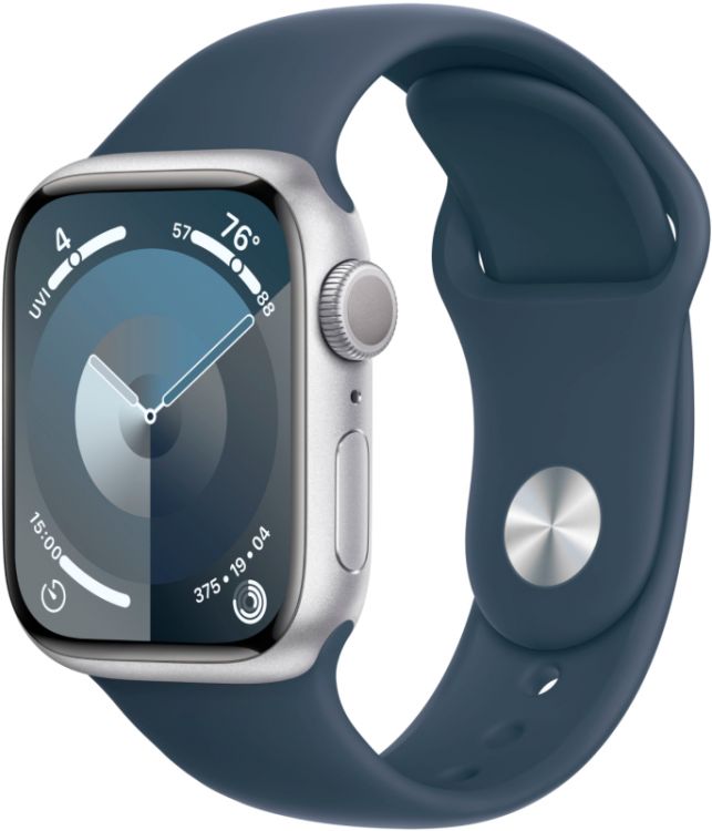 

Часы Apple Watch S9 41mm Silver Aluminium Case with Storm Blue Sport Band - S/M, Watch S9 41mm