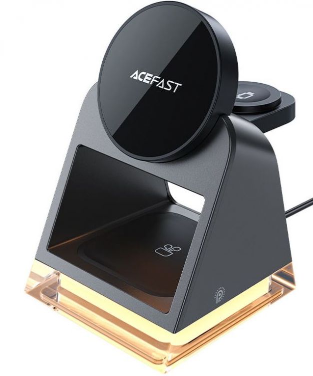 

Зарядное устройство беспроводное ACEFAST E17 desktop 3-in-1 wireless charging holder для телефона гарнитуры часов. Цвет: черный, E17