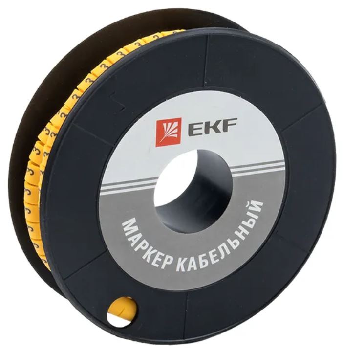 

Маркер на кабель EKF plc-KM-4-3 4,0 мм2 "3" (500 шт.) (ЕС-2), plc-KM-4-3