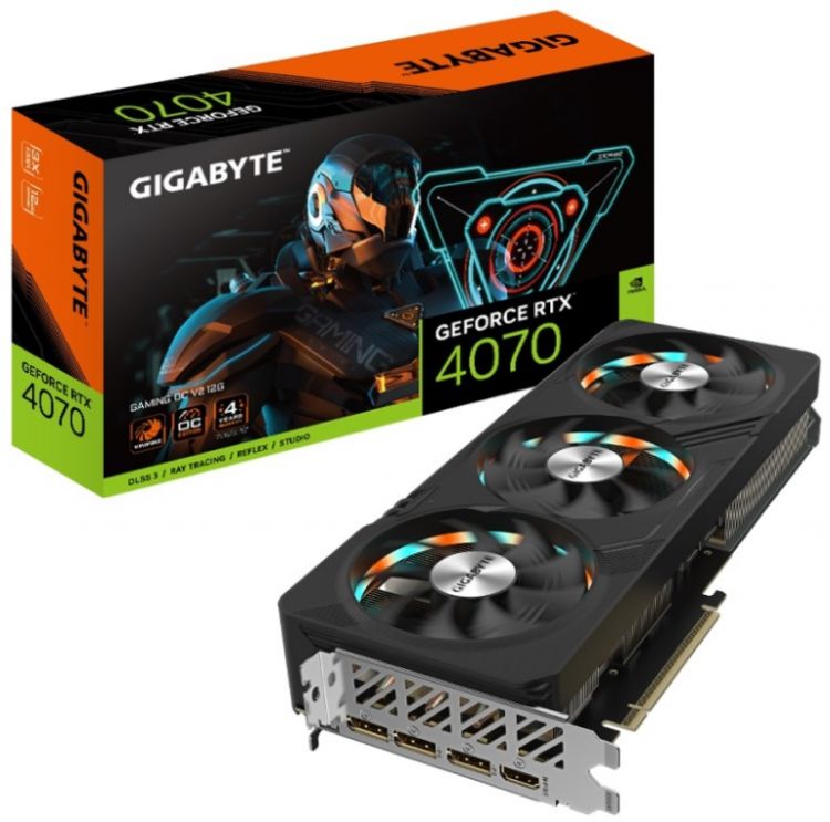 

Видеокарта PCI-E GIGABYTE GeForce RTX 4070 GAMING OC V2 (GV-N4070GAMING OCV2-12GD) 12GB GDDR6X 192bit 5nm 1920/21000MHz HDMI/3*DP RTL, GeForce RTX 4070 GAMING OC V2 (GV-N4070GAMING OCV2-12GD)