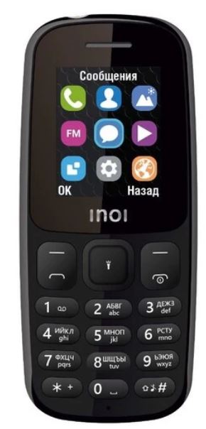 

Мобильный телефон INOI 101 Classic 6297001537718 1.8" 600mAh фонарик З/У, Black, 101 Classic