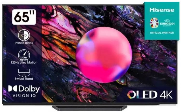 Телевизор OLED Hisense 65A85K 65", черный, 4K Ultra HD, 120Hz, DVB-T, DVB-T2, DVB-C, DVB-S, DVB-S2, USB, WiFi, Smart TV