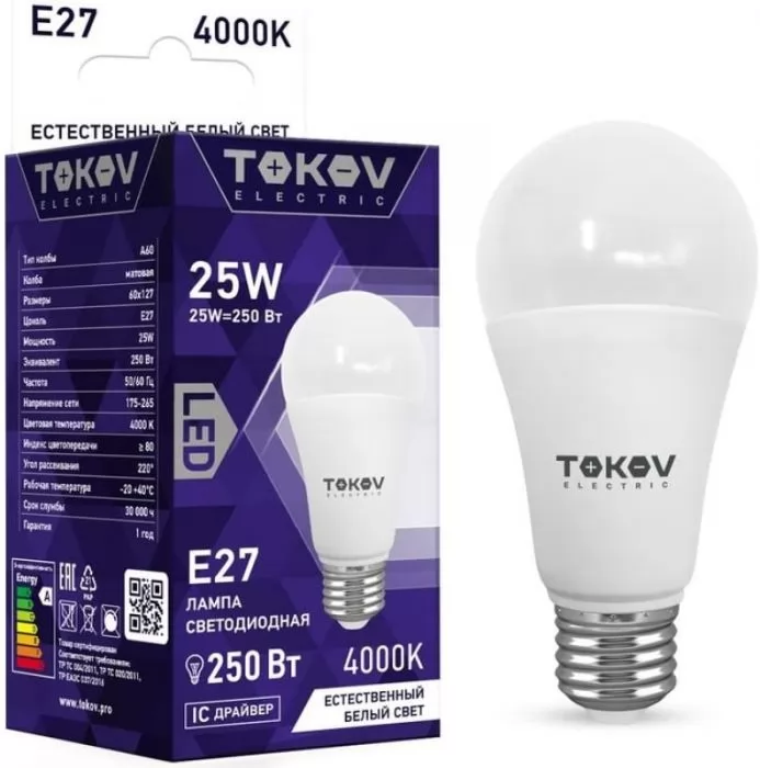 TOKOV ELECTRIC TKE-A60-E27-25-4K