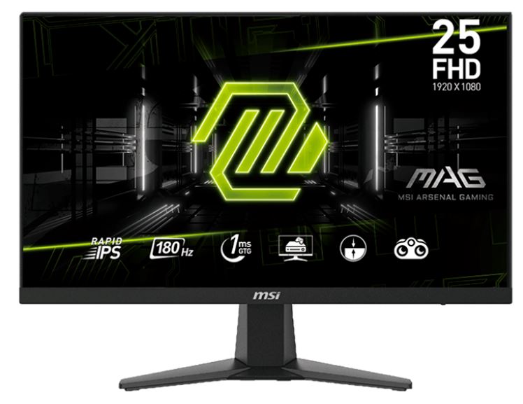 

Монитор 24,5" MSI Mag 256F 9S6-3BC11H-020 1920x1080 LED, 16:9, IPS, 250cd, 1000:1, 1ms, 178/178, HDMI, DP, 180Hz, VESA, black, Mag 256F