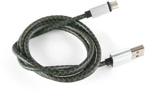 Кабель интерфейсный Rombica Digital CL-01 USB - USB Type-C, под кожу оплётка, 1м, тёмно-зелёный