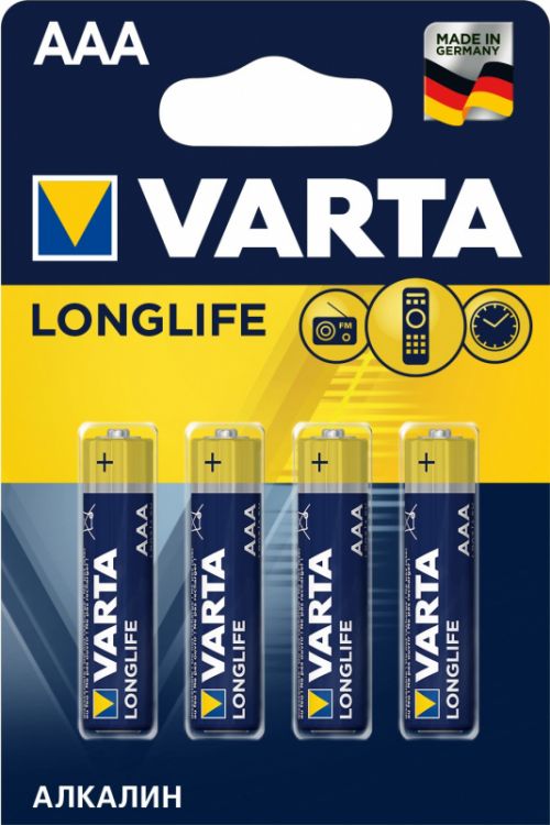 Батарейка Varta LONGLIFE LR03 AAA 4103101414 BL4 Alkaline 1.5V