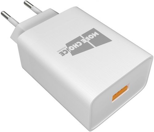 Зарядное устройство сетевое More Choice NC52QCm 1USB 3.0A QC3.0 для micro USB быстрая зарядка White, цвет белый NC52QCm White - фото 1