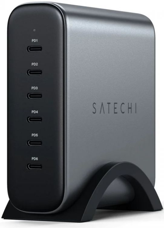 Зарядное устройство сетевое Satechi ST-C200GM-EU 200W USB-C 6-Port PD GaN Charger EU, серый космос