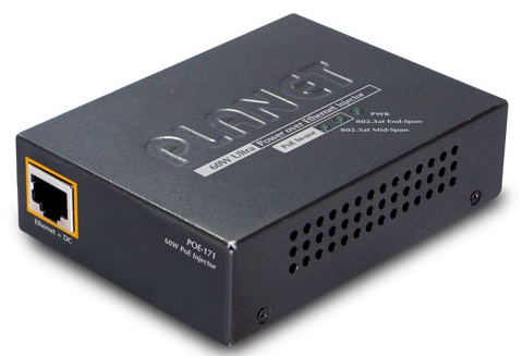 

Инжектор Planet POE-171 Single-Port 10/100/1000Mbps Ultra PoE Injector (60 Watts), POE-171