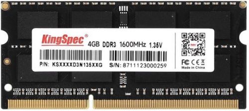 

Модуль памяти SODIMM DDR3 4GB KINGSPEC KS1600D3N13504G, KS1600D3N13504G