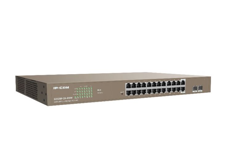 

Коммутатор управляемый IP-Com G3326P-24-410W L2, 24*10/100/1000 Base-T Ethernet порта (данные/питание), 2*100/1000 Base-X SFP порта;, G3326P-24-410W