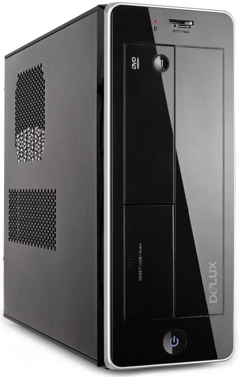 цена Корпус mATX Delux DLC-ML113 ML113(450) черно-серебристый, БП 450W (USB2.0, card reader)
