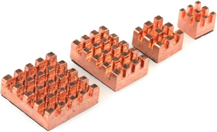 Радиатор Qumo RS015 набор 4шт pure copper heat sink for Raspberry Pi 4B/3B/3/2