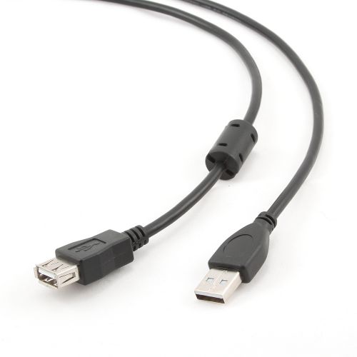 Кабель удлинитель USB 2.0 Pro Filum FL-CPro-U2-AM-AF-F1-1M, 1 м., ферритовое кольцо, черный, разъемы
