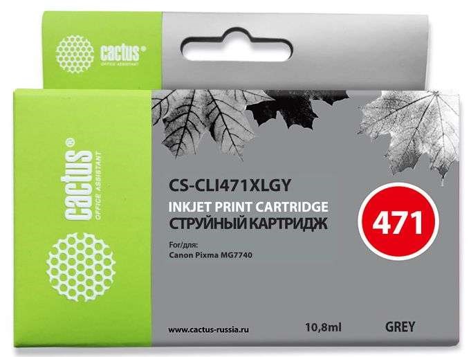 

Картридж струйный Cactus CS-CLI471XLGY для Canon TS5040/MG5740/MG6840/MG7740 серый 10.8мл, CS-CLI471XLGY