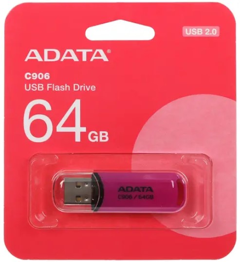 

Накопитель USB 2.0 64GB ADATA C906 Фиолетовый, C906