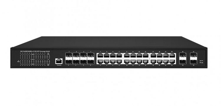 цена Коммутатор управляемый NST NS-SW-16G8GH4G10-PL Gigabit Ethernet на 16xGE RJ-45 c PoE + 8xGE Combo (RJ-45 + SFP) + 4x10G SFP+ Uplink. Порты: 16 x GE (1