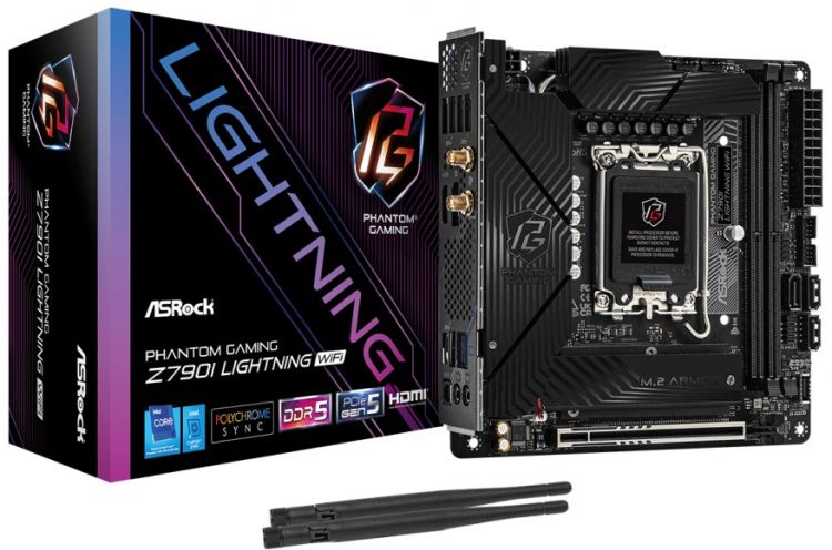 

Материнская плата mini-ITX ASRock Z790I LIGHTNING WIFI (LGA1700, Z790, 2*DDR5 (4400), 3*SATA 6G RAID, PCIe, M.2, WiFi, BT, 5*USB 3.2, USB Type-C, HDMI, Z790I LIGHTNING WIFI