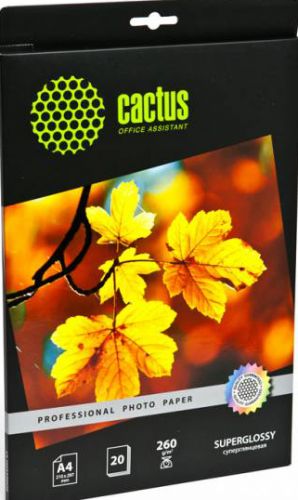 Фотобумага Cactus CS-HGA426020 Professional, суперглянцевая, А4, 260 г/м2, 20 листов