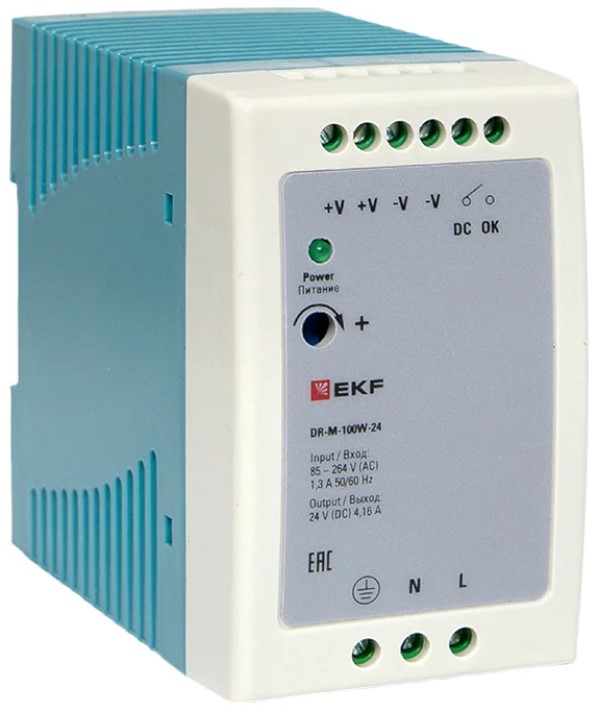 

Блок питания EKF DR-M-100W-24 на дин рейку 100 Вт, 220 В AC /24 В DC, DR-M-100W-24