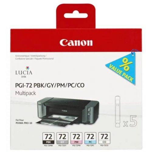 

Набор картриджей Canon PGI-72PBK/GY/PM/PC/CO 6403B007 для PRO-10, чёрный, 510 фотографий, PGI-72PBK/GY/PM/PC/CO