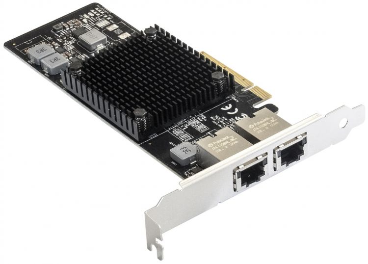 Сетевой адаптер Exegate EXE-X550-T2 EX292507RUS (PCI-E x8 v3.0, порты 2xRJ45 (медные), 10Gb/s (10/5/ - фото 1