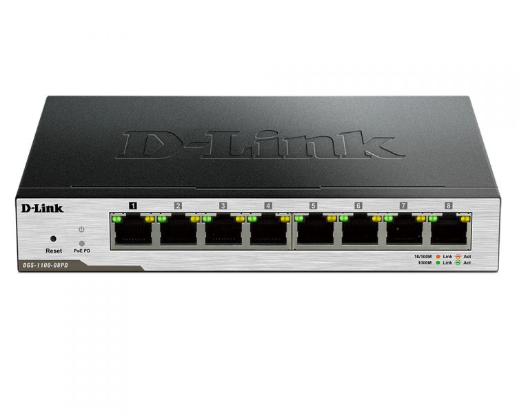 

Коммутатор D-link DGS-1100-08PD/B1A EasySmart, 8x10/100/1000, (1xPD-порт с поддержкой питания по PoE) rev /B1A, /B1B, DGS-1100-08PD/B1A